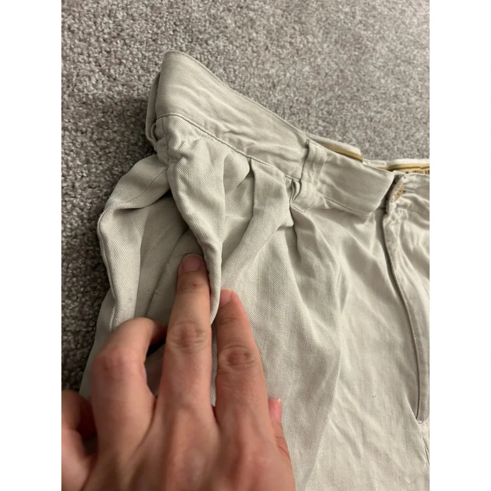 Jamaica Jaxx Silk Pleated Shorts Mens 36 Beige Excellent Herringbone Resortwear